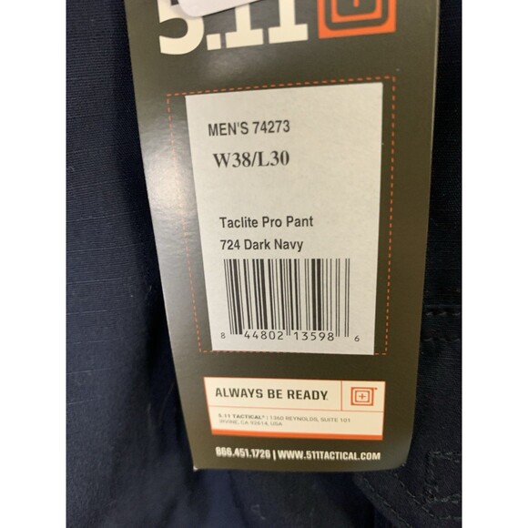 5.11 Tactical Taclite Pro Cargo Pants Size 38x30 Blue Ripstop Military Teflon - Picture 5 of 11
